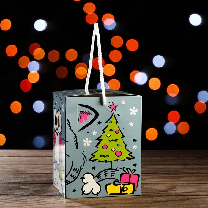 Новый год. Подарочная коробка кубик Новый год. Подарочная коробка кубик "Котенок", 12 х 12 х 15,5 см