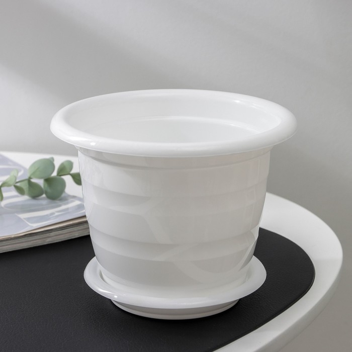 Горшок для цветов с поддоном «Виола», 1 л, пластиклвый, цвет белый Горшок для цветов с поддоном «Виола», 1 л, пластиклвый, цвет белый