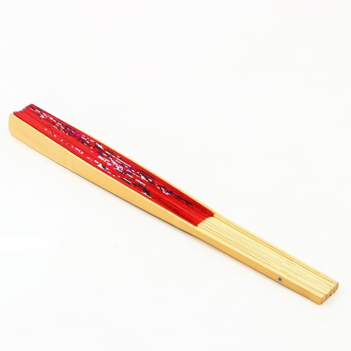 Веер бамбук, текстиль h=90 см  Веер бамбук, текстиль h=90 см "Сакура" красный