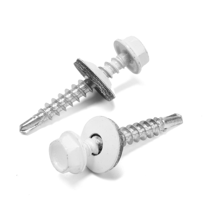 Саморезы кровельные 4,8х35 мм, RAL9003 цвет белый, 250 шт. Саморезы кровельные 4,8х35 мм, RAL9003 цвет белый, 250 шт.