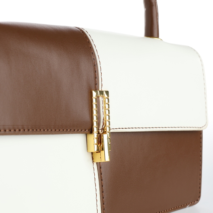 Сумка-мессенджер на клапане, цвет белый/коричневый Сумка-мессенджер на клапане, цвет белый/коричневый
