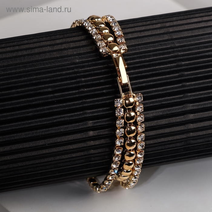 Браслет со стразами «Сияй» нить кругами, цвет белый в золоте, 18 см Браслет со стразами «Сияй» нить кругами, цвет белый в золоте, 18 см