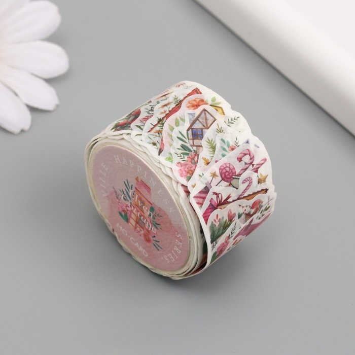 Наклейка бумага Наклейка бумага "Сказочные домики" 1,2 - 2,5 см 100 шт в рулоне 11х8 см