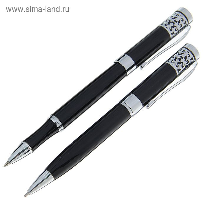 Ручки шариковые подарочные  Ручки шариковые подарочные "Гравюра" 2 штуки, в кожзам футляре