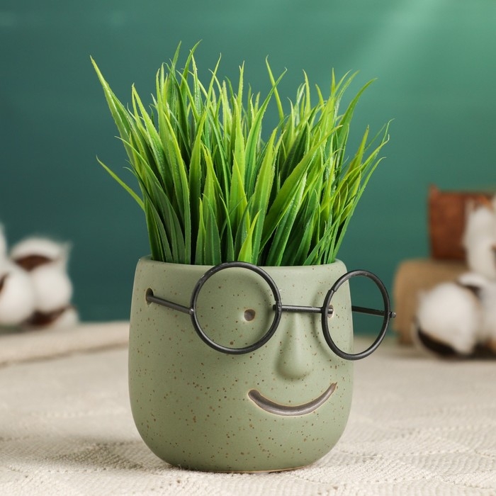 Горшок Горшок "Горшок который выжил" 7х7х7см, темно-зелёный