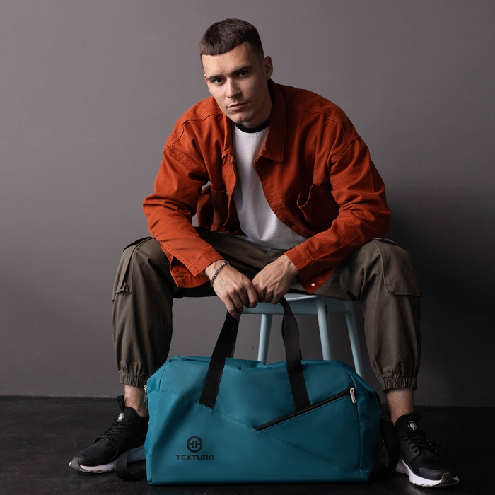 Сумка дорожная на молнии TEXTURA, большой размер, цвет бирюзовый Сумка дорожная на молнии TEXTURA, большой размер, цвет бирюзовый