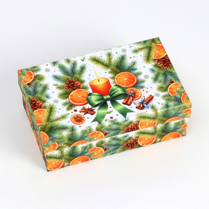 Набор подарочных новогодних коробок 10 в 1 Набор подарочных новогодних коробок 10 в 1 "Мандариновое счастье", 32,5 х 20 х 12,5 - 12 х 7 х 4 см. Новый год