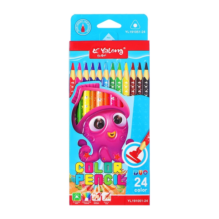 Карандаши 12 штук/24 цвета, в картонной коробке, шестигранные, деревянные, Акула Карандаши 12 штук/24 цвета, в картонной коробке, шестигранные, деревянные, Акула