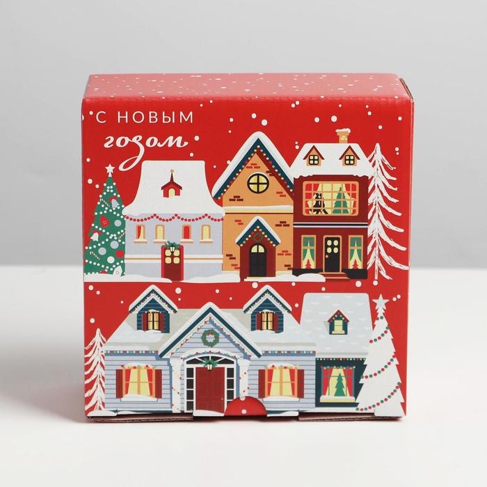 Коробка подарочная новогодняя складная «Зимний город», 15 х 15 х 7 см, Новый год Коробка подарочная новогодняя складная «Зимний город», 15 х 15 х 7 см, Новый год