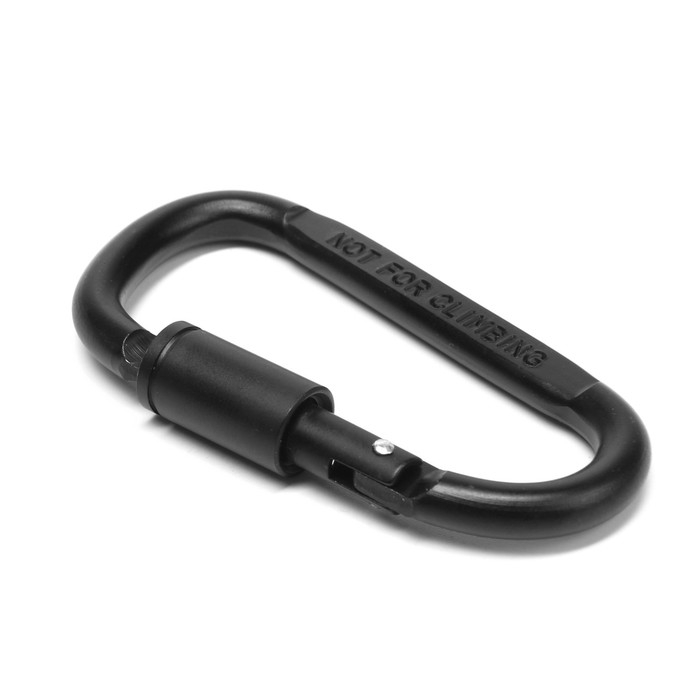 Карабин подвесной тактический 81х41 мм, D-образный, цвет черный Карабин подвесной тактический 81х41 мм, D-образный, цвет черный