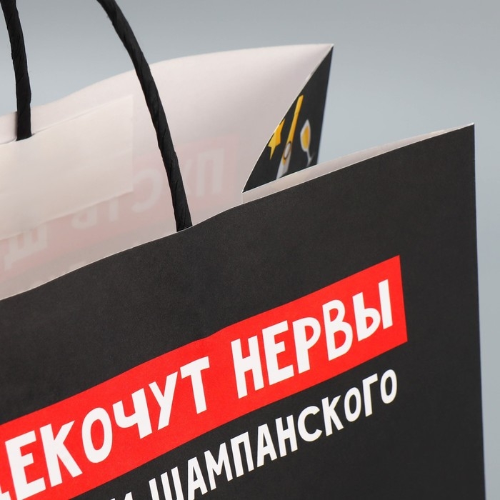 Пакет подарочный новогодний крафтовый «Шампанское», 28 х 32 х 15 см, Новый год Пакет подарочный новогодний крафтовый «Шампанское», 28 х 32 х 15 см, Новый год