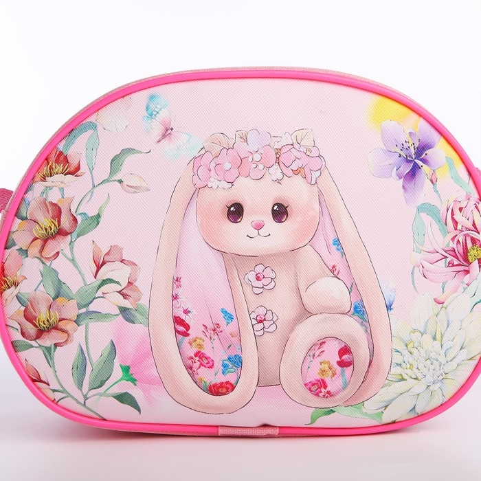 Сумка детская для девочки через плечо Сумка детская для девочки через плечо "Зайка с цветами" 22х16 см