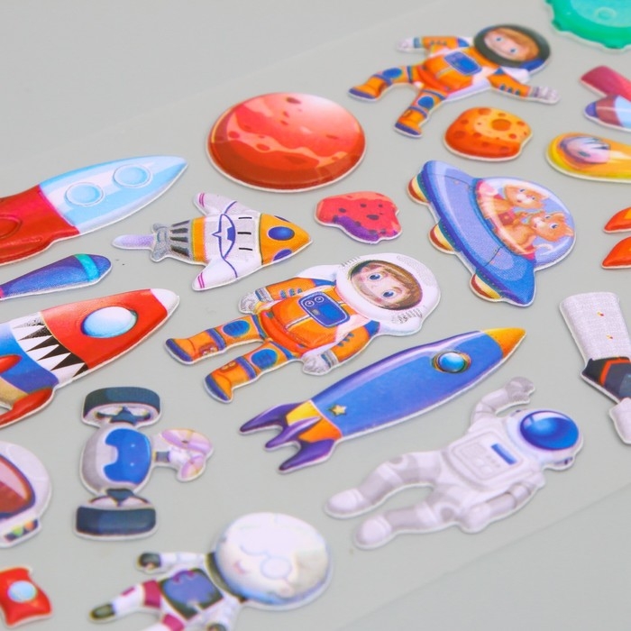 Наклейка пластик мягкие Наклейка пластик мягкие "Космос" МИКС 24,8х10,5 см