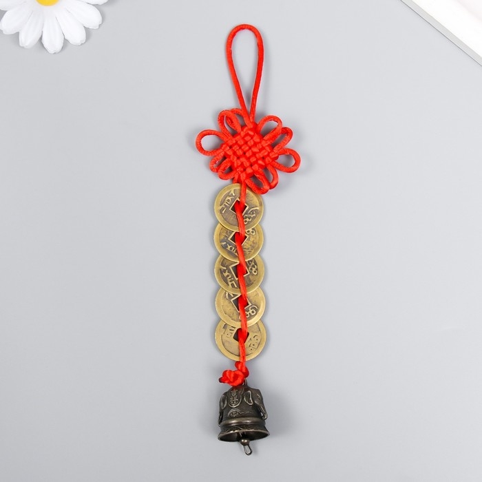 Колокольчик металл  Колокольчик металл "Головы слонов" 5 монет, 1 колокол 14,5х2,5 см