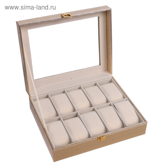 Шкатулка кожзам под часы 10 отделений "Космос. Золото" 8х25,5х20 см