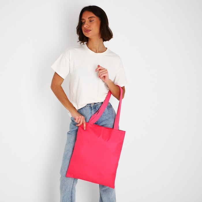 Шопер NAZAMOK, однотонный, 35х0.5х40 см, отд без молнии, без подклада, розовый Шопер NAZAMOK, однотонный, 35х0.5х40 см, отд без молнии, без подклада, розовый