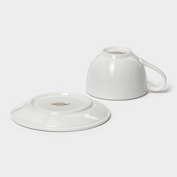 Кофейная пара фарфоровая Magistro La Perle, 2 предмета: чашка 100 мл, блюдце d=11,5 см, цвет белый Кофейная пара фарфоровая Magistro La Perle, 2 предмета: чашка 100 мл, блюдце d=11,5 см, цвет белый