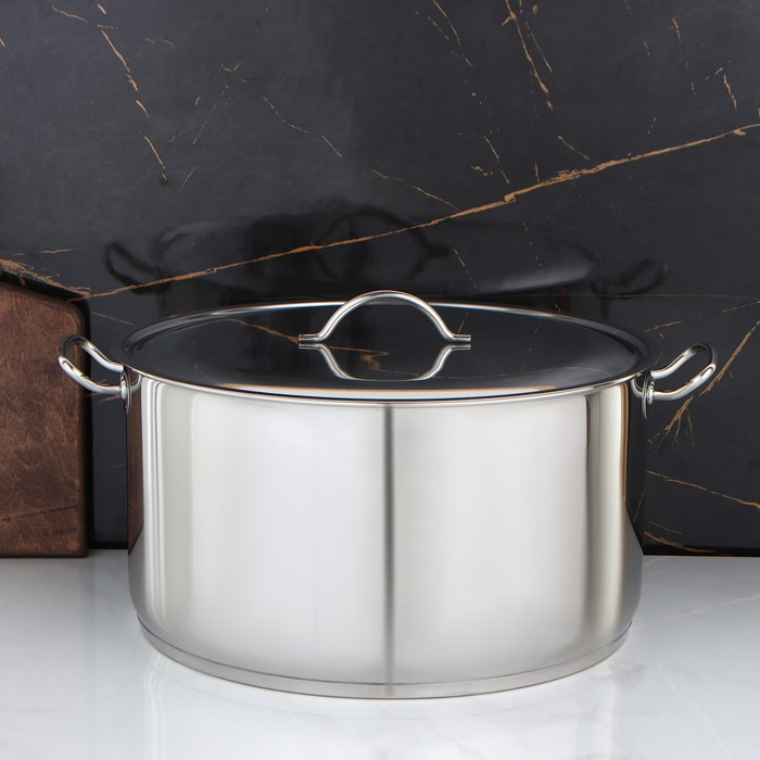 Кастрюля цельнотянутая, 25 л, d=40 см, h=21.5 см, капсульное дно, индукция Кастрюля цельнотянутая, 25 л, d=40 см, h=21.5 см, капсульное дно, индукция