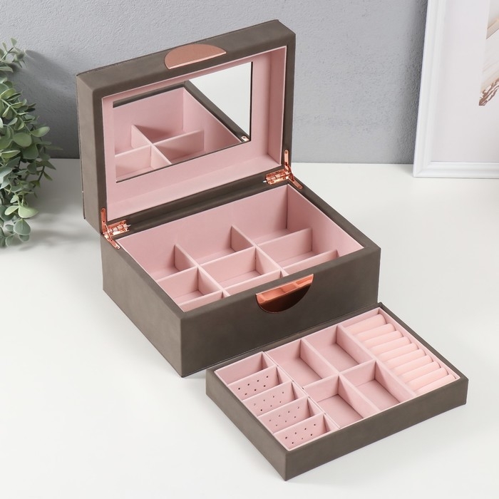 Шкатулка кожзам для украшений  Шкатулка кожзам для украшений "Веточка. Радуга" коричневый 18х24,5х11 см