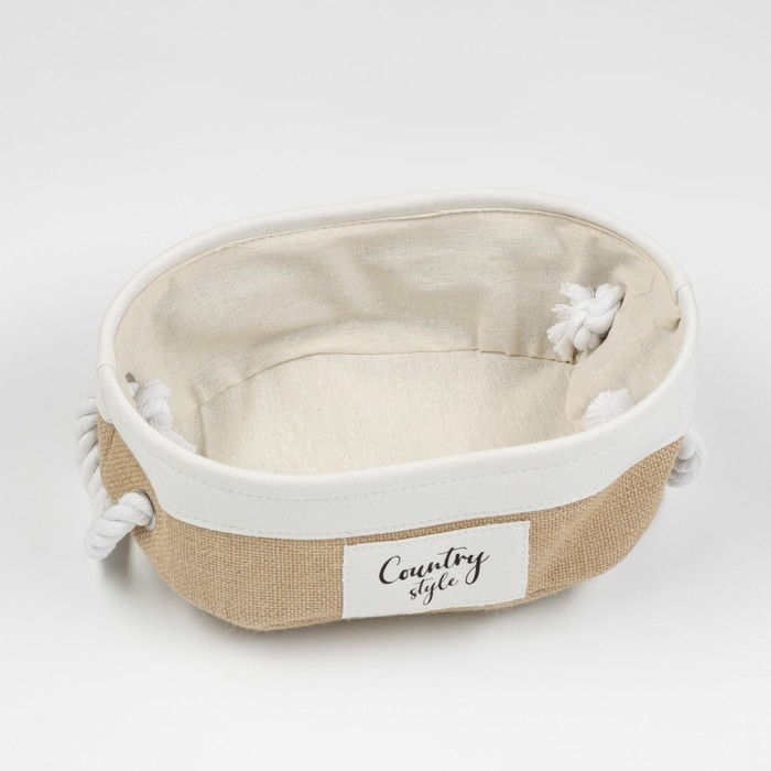 Корзина стеллажная с ручками Корзина стеллажная с ручками "Кантри", 320 х 220 х 100 мм, бежевый