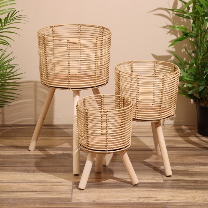 Набор плетёных кашпо, 3 шт, высота 44х44х56 см Набор плетёных кашпо, 3 шт, высота 44х44х56 см