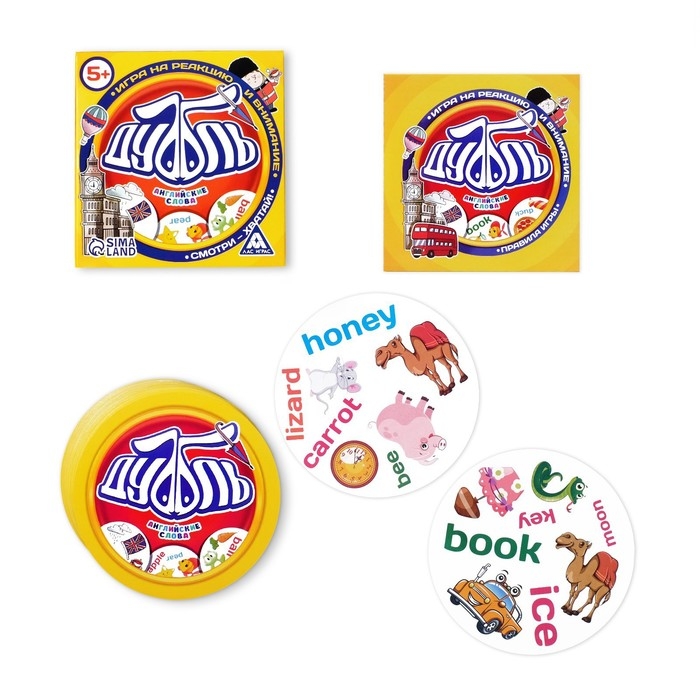 Настольная игра на реакцию и внимание «Дуббль. Английские слова», 55 карт, 5+ Настольная игра на реакцию и внимание «Дуббль. Английские слова», 55 карт, 5+