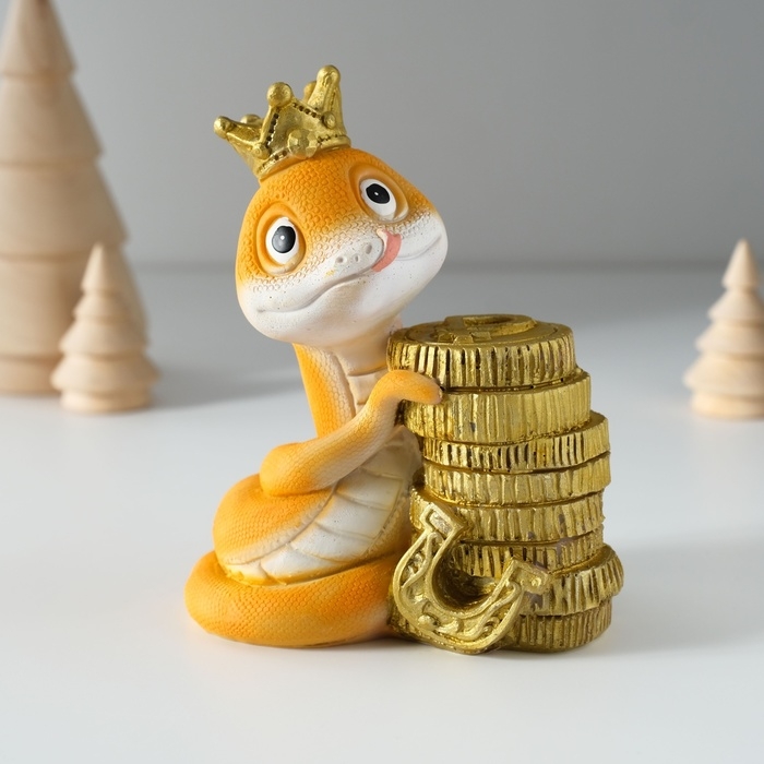 Копилка полистоун Копилка полистоун "Змейка в короне с монетками" 8х6,5х10 см