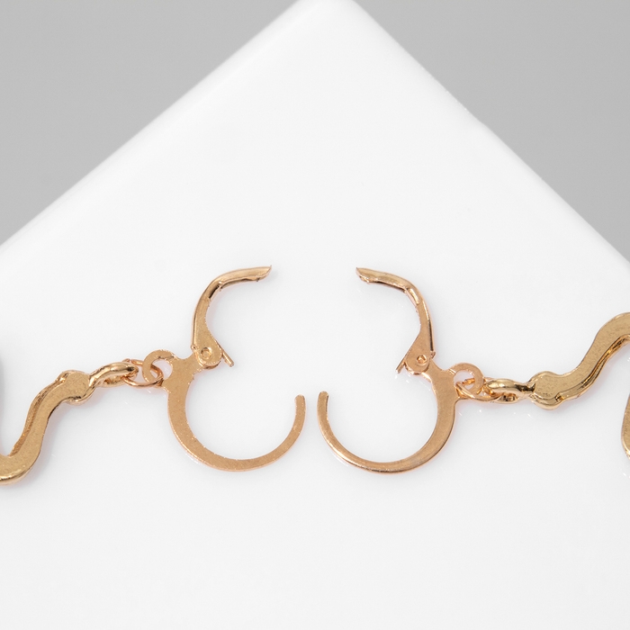 Новый год! Символ года 2025! Серьги висячие со стразами «Змейка», цвет белый в золоте