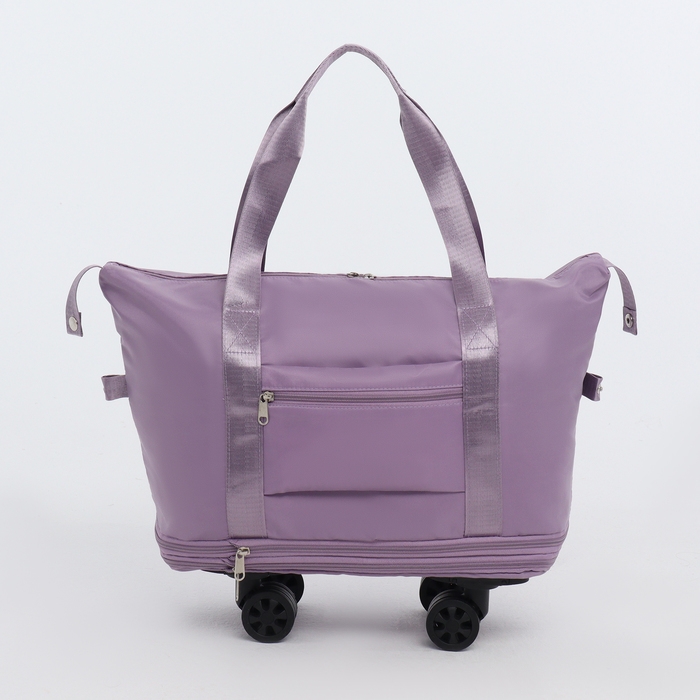 Сумка дорожная на колёсах, с увеличением, наружный карман, держатель для чемодана, цвет сиреневый Сумка дорожная на колёсах, с увеличением, наружный карман, держатель для чемодана, цвет сиреневый