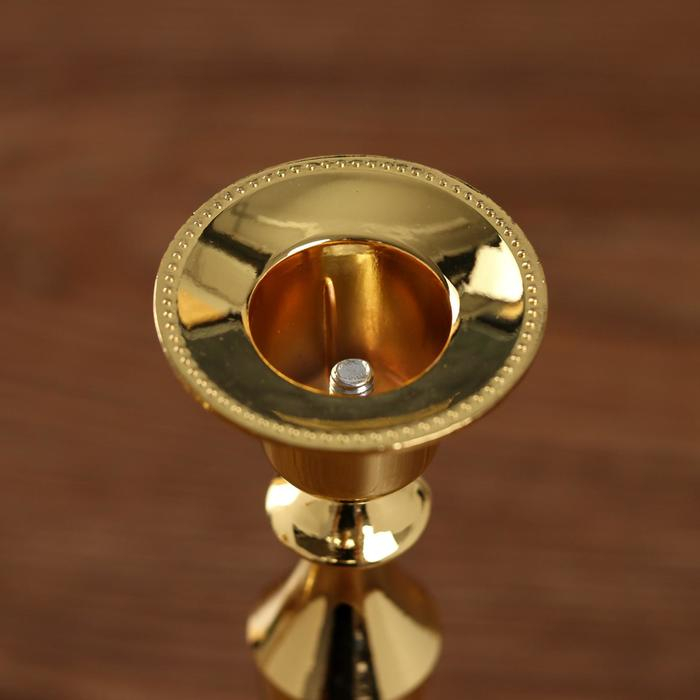 Подсвечник металл "Плавность" золото набор 2 шт 24х10х10 см