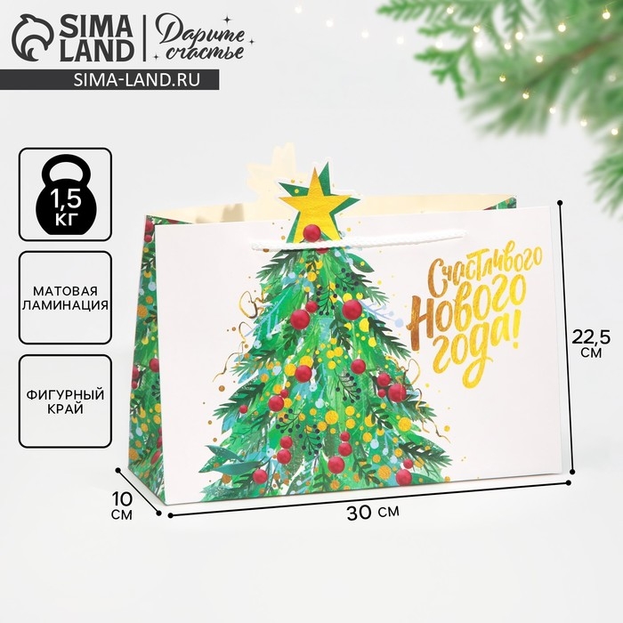 Пакет подарочный новогодний «Звезда», 30 х 23 х 10 см, Новый год Пакет подарочный новогодний «Звезда», 30 х 23 х 10 см, Новый год