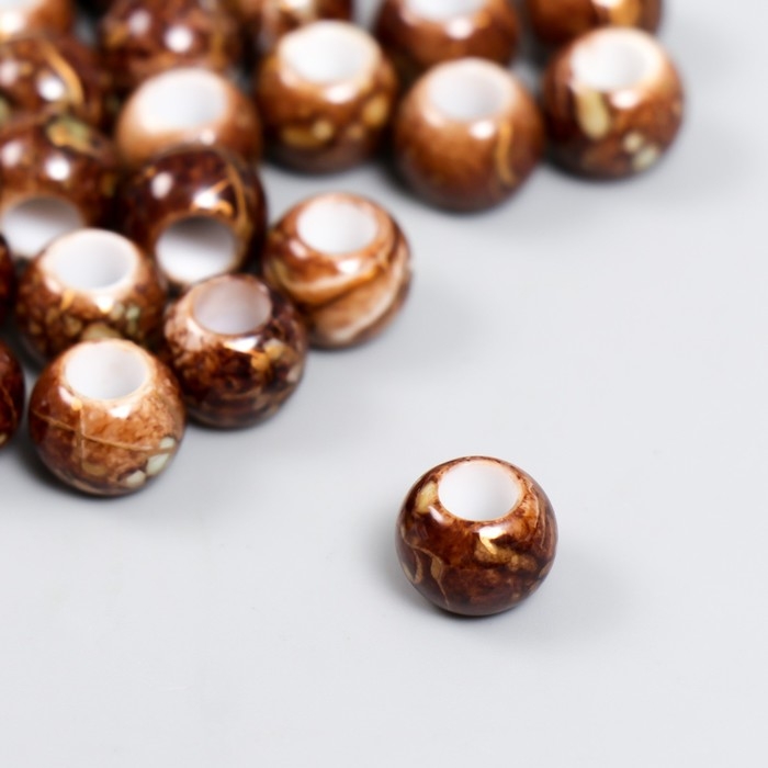 Бусины для творчества пластик Бусины для творчества пластик "Мраморные. Кофе" d=1 см набор 20 гр