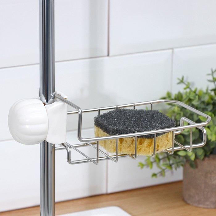 Подставка для губок на кран, 17×10×3,5 см, цвет хром Подставка для губок на кран, 17×10×3,5 см, цвет хром