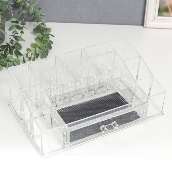 Шкатулка-органайзер пластик 1 ящик прозрачная 9,5х17,5х27,5 см Шкатулка-органайзер пластик 1 ящик прозрачная 9,5х17,5х27,5 см