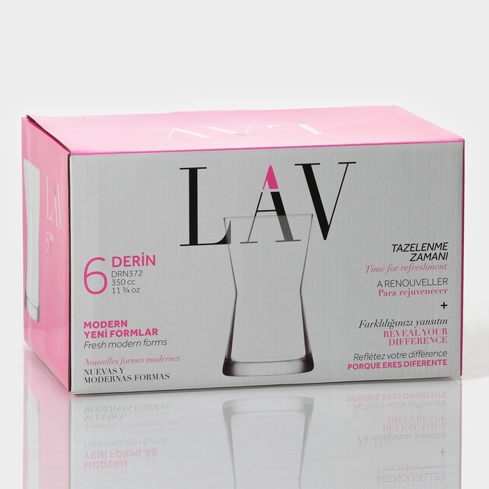 Набор стеклянных стаканов Lav «Дерин», 370 мл, 13×7,5 см, 6 шт