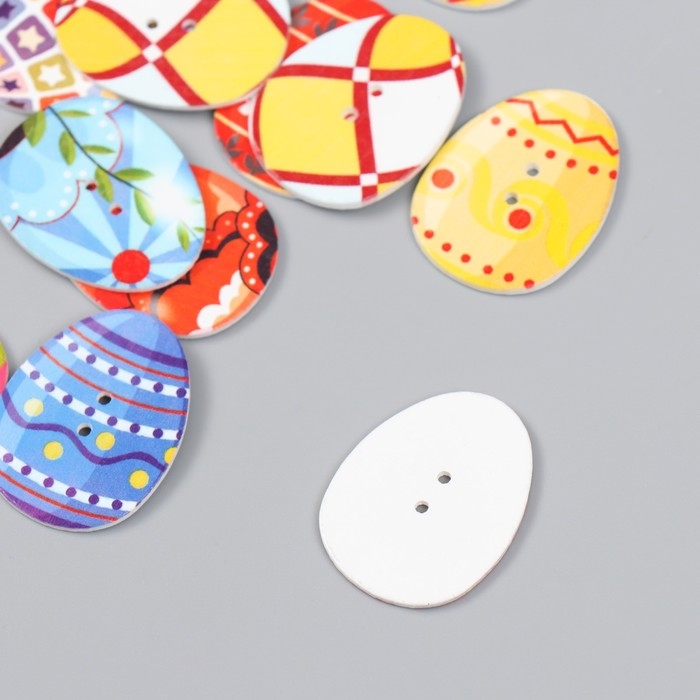 Пуговицы дерево для творчества 2 прокола Пуговицы дерево для творчества 2 прокола "Пасхальные яички" набор 16 шт 3,1х2,4 см