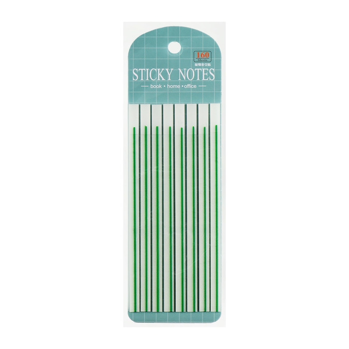 Блок-закладка с липким краем пластик 20л х 8 штук, зеленая полоска,140мм х 6мм CALLIGRATA   105326 Блок-закладка с липким краем пластик 20л х 8 штук, зеленая полоска,140мм х 6мм CALLIGRATA   105326