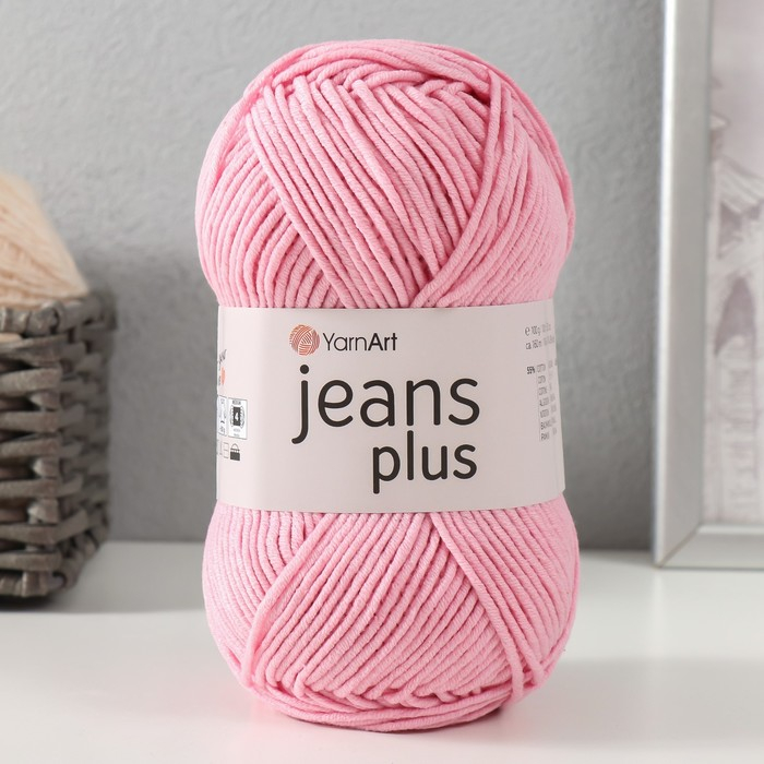 Пряжа  Пряжа "Jeans plus" 55% хлопок, 45% акрил 160м/100гр (36 розовый)