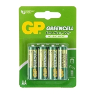 Батарейка солевая GP Greencell Extra Heavy Duty, AA, R6-4BL, 1.5В, блистер, 4 шт.