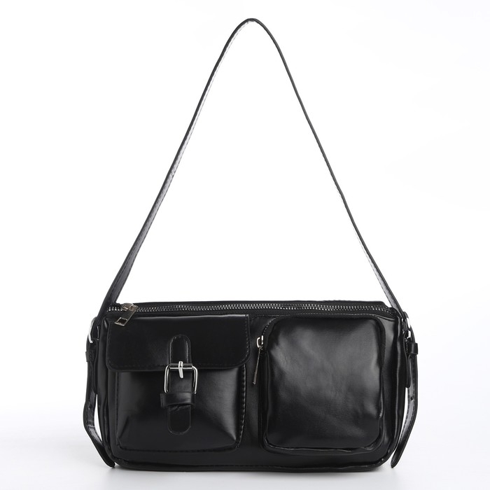 Сумка женская с карманами кожзам, черный цвет Сумка женская с карманами кожзам, черный цвет