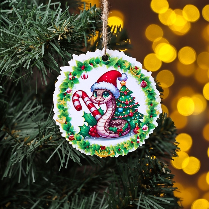 Новый год. Новогоднее украшение 2025 символ года Новый год. Новогоднее украшение 2025 символ года "Змейка в венке" цветное