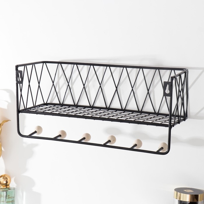 Крючки декоративные металл Крючки декоративные металл "Сеть" чёрный 15,5х12х35 см