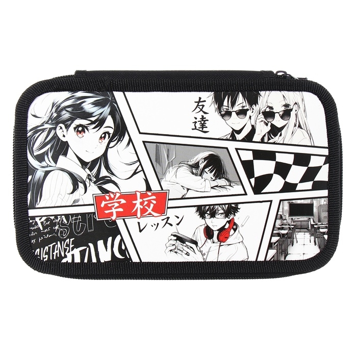 Пенал 3 секции, 125 х 205 х 55 мм, Calligrata 30П26/3 Пенал 3 секции, 125 х 205 х 55 мм, Calligrata 30П26/3 "Аниме", ламинированный картон