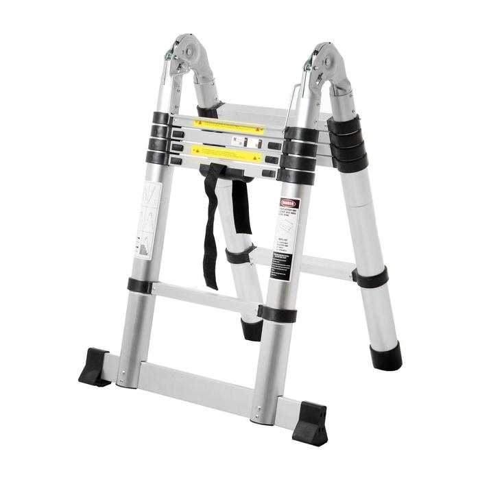 Стремянка-лестница телескопическая ТУНДРА, раскладная, алюминиевая, 1.6 х 1.6 м Стремянка-лестница телескопическая ТУНДРА, раскладная, алюминиевая, 1.6 х 1.6 м