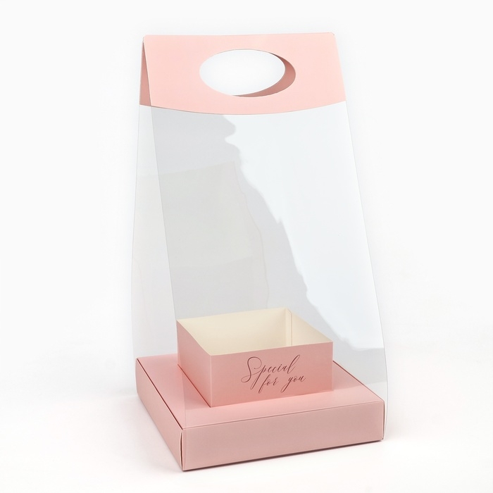 Коробка подарочная складная переноска для цветов, упаковка, «Персик», 20 x 20 x 4 см Коробка подарочная складная переноска для цветов, упаковка, «Персик», 20 x 20 x 4 см