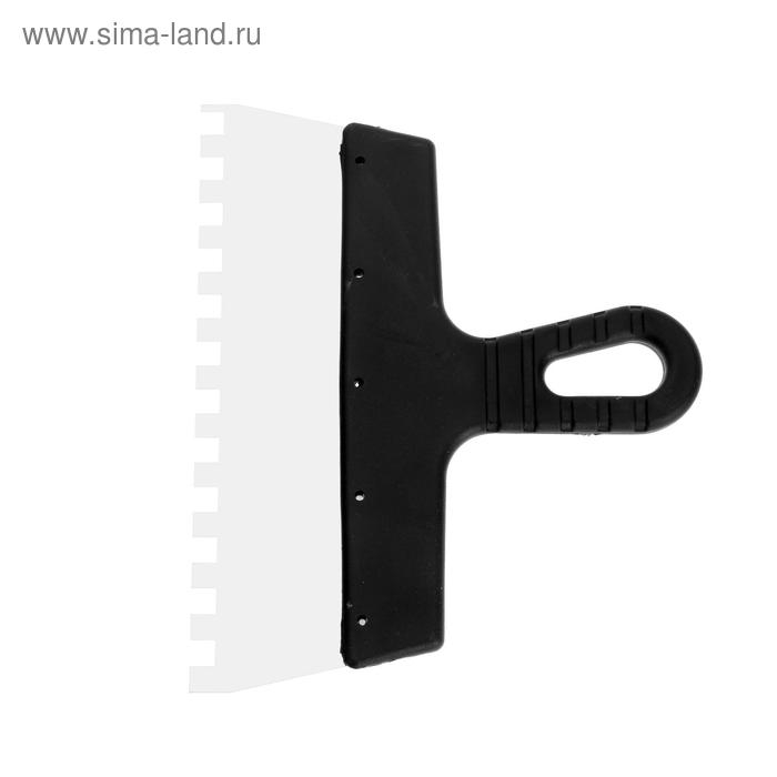 Шпатель зубчатый ЛОМ, 250 мм, зуб 10 мм, нержавеющая сталь