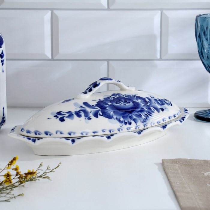Селёдочница «Семейная», с крышкой, 28,5×14,5×9 см, гжель Селёдочница «Семейная», с крышкой, 28,5×14,5×9 см, гжель