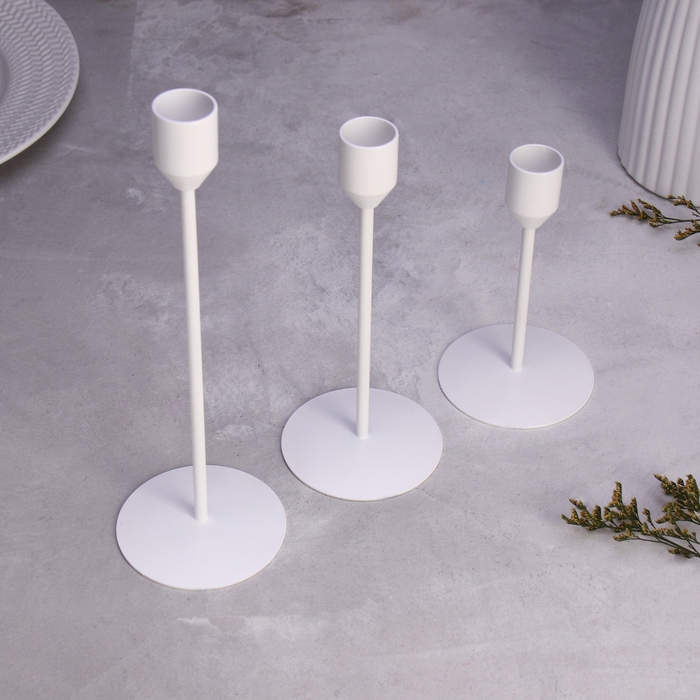 Набор подсвечников Набор подсвечников "Трио" 8х24; 8х19; 8х14см, белый