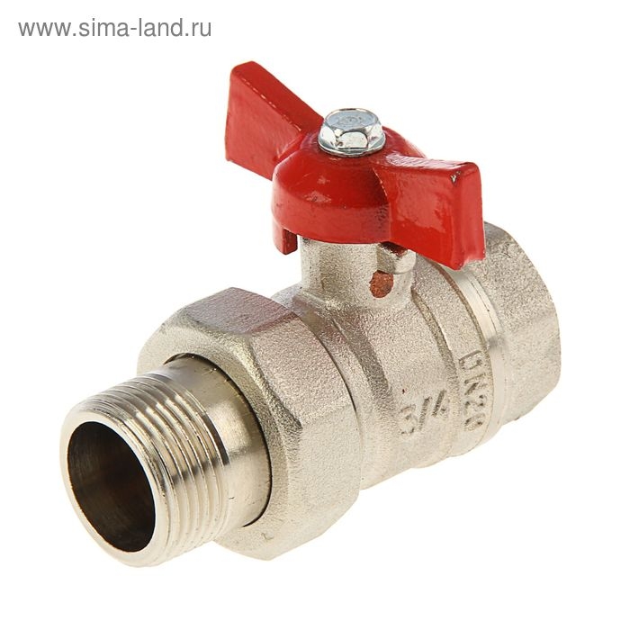 Кран шаровой Кран шаровой "ГАЛЛОП" DN-20 232, с американкой 3/4", "бабочка", никелированный