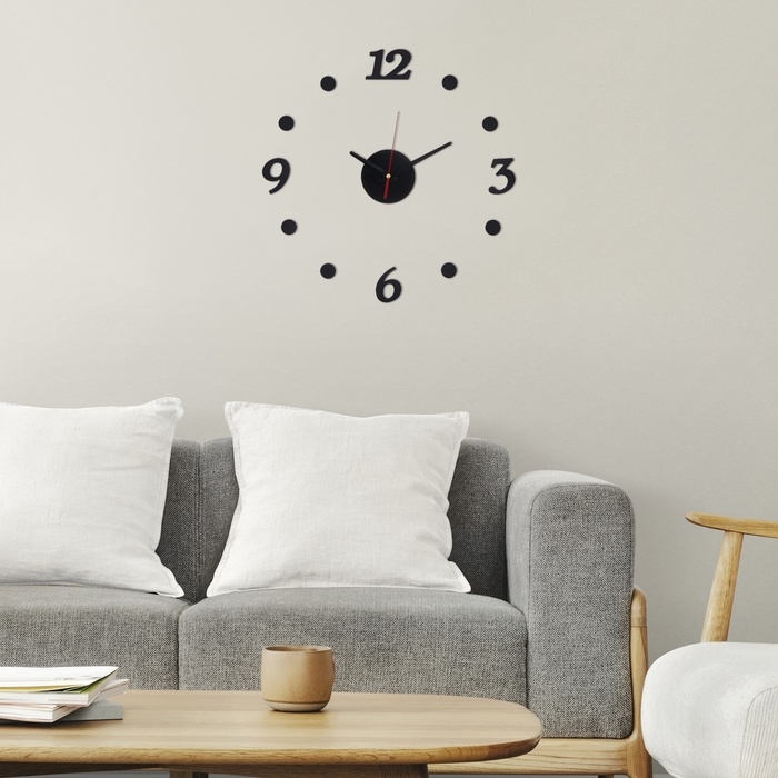 Часы настенные интерьерные, 3d, бесшумные, наклейка, большие, d-40 см Часы настенные интерьерные, 3d, бесшумные, наклейка, большие, d-40 см